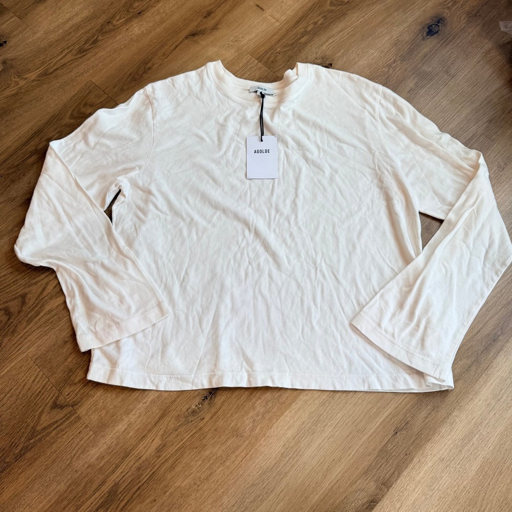 NWT Agolde Runa Tee Long Sleeve Organic Cotton T-Shirt White Large